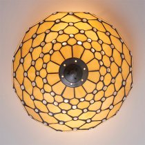 Pearl Medium Tiffany Glass Flush Ceiling Light In Bronze