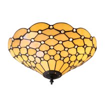 Pearl Medium Tiffany Glass Flush Ceiling Light In Bronze