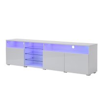 Prieto High Gloss TV Stand Sideboard In White With LED Lights