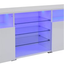 Prieto High Gloss TV Stand Sideboard In White With LED Lights