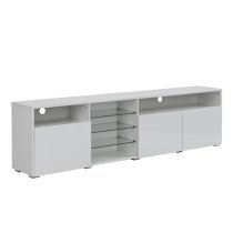 Prieto High Gloss TV Stand Sideboard In White With LED Lights