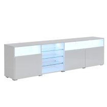 Prieto High Gloss TV Stand Sideboard In White With LED Lights