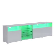 Prieto High Gloss TV Stand Sideboard In White With LED Lights