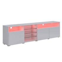 Prieto High Gloss TV Stand Sideboard In White With LED Lights