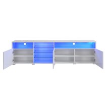 Prieto High Gloss TV Stand Sideboard In White With LED Lights