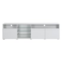 Prieto High Gloss TV Stand Sideboard In White With LED Lights