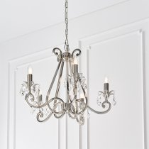 Oksana 5 Lights Clear Crystal Pendant Light In Polished Nickel