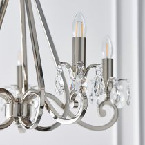 Oksana 5 Lights Clear Crystal Pendant Light In Polished Nickel