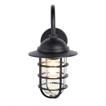 Port Clear Glass Shade Wall Light In Textured Black