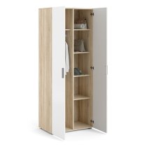 Perkin High Gloss Wardrobe With 2 Doors In Oak And White