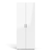 Perkin High Gloss Wardrobe With 2 Doors In Oak And White