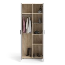 Perkin High Gloss Wardrobe With 2 Doors In Oak And White