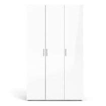 Perkin High Gloss Wardrobe With 3 Doors In Oak And White