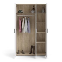 Perkin High Gloss Wardrobe With 3 Doors In Oak And White