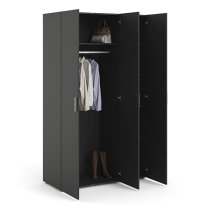 Perkin Wooden Wardrobe With 3 Doors In Black