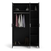 Perkin Wooden Wardrobe With 3 Doors In Black