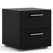 Perkin Wooden Bedside Cabinet With 2 Drawers In Black