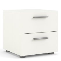 Perkin Wooden Bedside Cabinet With 2 Drawers In White Woodgrain