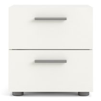 Perkin Wooden Bedside Cabinet With 2 Drawers In White Woodgrain