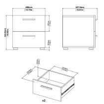 Perkin Wooden Bedside Cabinet With 2 Drawers In White Woodgrain