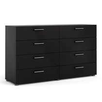 Perkin Wide Wooden Chest Of 8 Drawers In Black