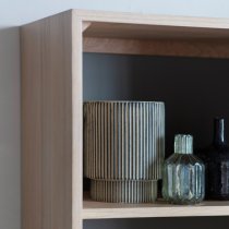 Fujiya Wooden Open Display Cabinet In Natural Oak And Grey