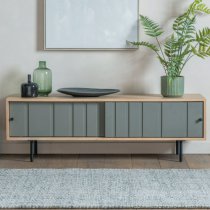 Fujiya Wooden TV Stand With 2 Doors In Natural Oak And Grey