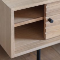 Okonma Wooden TV Stand With Metal Legs In Oak