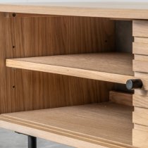 Okonma Wooden TV Stand With Metal Legs In Oak