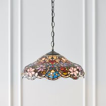 Sullivan Medium Tiffany Glass Pendant Light In Dark Bronze