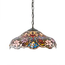 Sullivan Medium Tiffany Glass Pendant Light In Dark Bronze