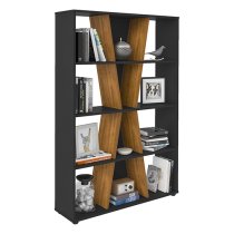 Nuneaton Medium Wooden Bookcase In Black And Pine Effect