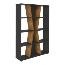 Nuneaton Medium Wooden Bookcase In Black And Pine Effect