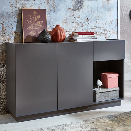 Luca Wooden Sideboard With 2 Doors In Matt Grey