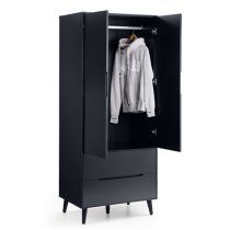 Abrina Wooden Wardrobe With 2 Doors And 2 Drawers In Anthracite