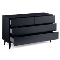 Abrina Wide Wooden Chest Of 6 Drawers In Anthracite