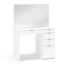 Avon Wooden Dressing Table With 5 Drawers And Mirror In White