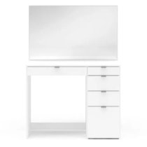 Avon Wooden Dressing Table With 5 Drawers And Mirror In White