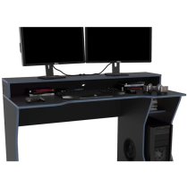 Enzi Wooden Gaming Desk In Black And Blue