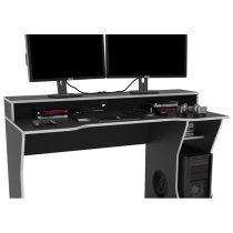 Enzi Wooden Gaming Desk In Black And Silver