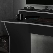 Enzi Wooden Gaming Desk In Black And Silver