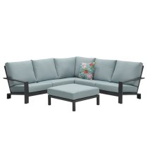 Largs Fabric Corner Lounge Set With Footstool In Mint Grey