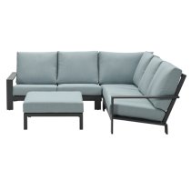 Largs Fabric Corner Lounge Set With Footstool In Mint Grey