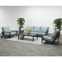 Largs Outdoor Fabric Recliner Lounge Set In Mint Grey