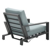 Largs Outdoor Fabric Recliner Lounge Set In Mint Grey