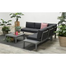 Alyth Corner Fabric Lounge Set With Coffee Table In Mystic Grey