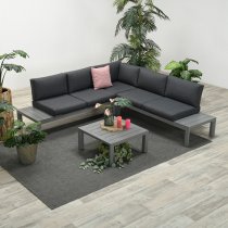 Alyth Corner Fabric Lounge Set With Coffee Table In Mystic Grey