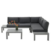 Alyth Corner Fabric Lounge Set With Coffee Table In Mystic Grey