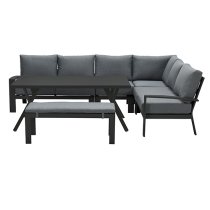 Risby Outdoor Fabric Lounge Dining Set In Reflex Black