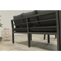 Burry Fabric Lounge Dining Set In Reflex Black With Black Frame